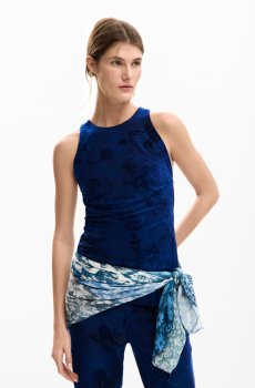 Desigual Floral Self-Design Fitted Top