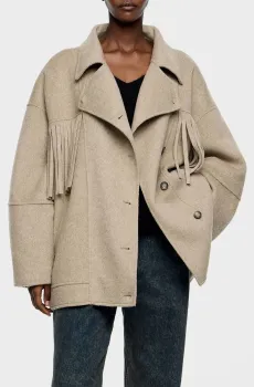 Женское бежевое шерстяное пальто Бежевый M Bimba Y Lola 252BR0403.10620