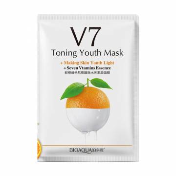 Витаминная тканевая маска для лица Bioaqua V7 Toning Youth Mask с экстрактом апельсина и витаминами, 30 г Витаминная тканевая маска для лица Bioaqua V7 Toning Youth Mask с экстрактом апельсина и витаминами, 30 г