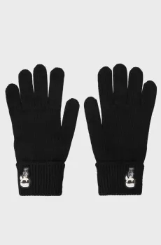 Женские черные перчатки K IKONIK 2.0 KNIT FF GLOVE Черный L Karl Lagerfeld 236W3608