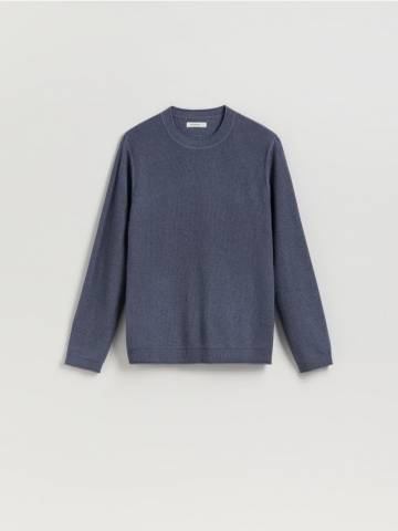 Reserved - Структурований джемпер з бавовною - синій - TA186-55M
