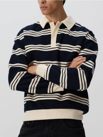 Reserved - Світшот regular fit з коміром - темно-синій - 6995H-59X Reserved - Світшот regular fit з коміром - темно-синій - 6995H-59X