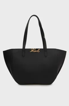 Женская черная кожаная сумка k/signature tote Черный ONESIZE Karl Lagerfeld B3W30019