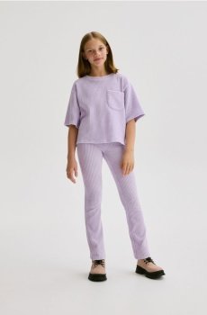 Reserved - Ребристі розкльошені штани - лавандовий - 721BF-04X