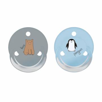 Пустышка круглая латексная Baby-Nova ортодонтическая, с кольцом и рисунком, голубая, с рождения, 2 шт (3966371)