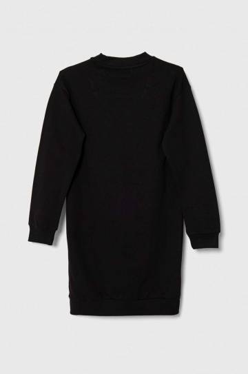 Хлопковое детское платье Guess цвет чёрный midi прямое Хлопковое детское платье Guess цвет чёрный midi прямое