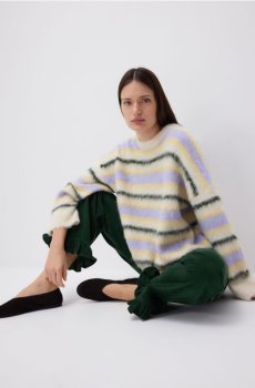 Reserved - Брюки с оборкой - темно-зелений - 252IW-79X