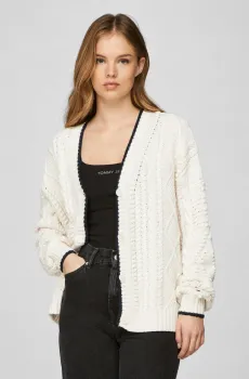 Женский белый кардиган TJW BUBBLE CABLE FLAG Белый S Tommy Jeans DW0DW18521