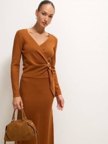 Mohito - Светр з вирізом-конвертом - коричневий - XS