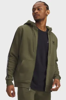 Мужское оливковое худи UA Icon Fleece FZ Taping Оливковый XL Under Armour 1390298-391