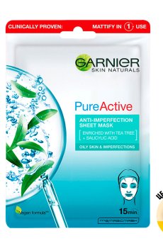 Тканевая маска для лица Garnier Skin Naturals Чистая кожа, 23 г