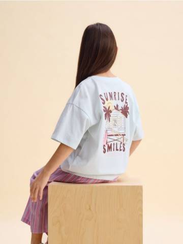 Reserved - Футболка з принтом на спині - блідо-бірюзовий - 527EX-06X