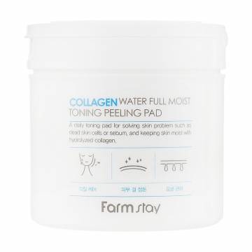 Тонизирующие пилинг-пады для лица FarmStay Collagen Water Full Moist Toning Peeling Pad с коллагеном, 70 шт Тонизирующие пилинг-пады для лица FarmStay Collagen Water Full Moist Toning Peeling Pad с коллагеном, 70 шт