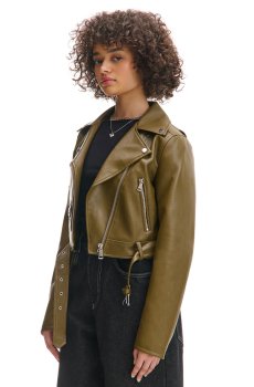 Cropp - Байкерська куртка зі штучної шкіри - темно-зелений