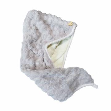 Полотенце-тюрбан для сушки волос Cosmo Shop двустороннее, 59*24 см, серое, 1 шт (CS11046G)