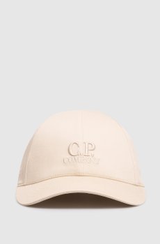 Детская бежевая кепка с вышивкой логотипа