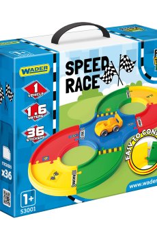 Детский игровой набор Wader Play Tracks Basic Скоростная гонка, от 1 года, 25*30*12 см, 44 элемента (53001)