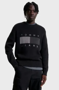 Мужской черный джемпер TJM RLX TONAL FLAG Черный L Tommy Jeans DM0DM17773