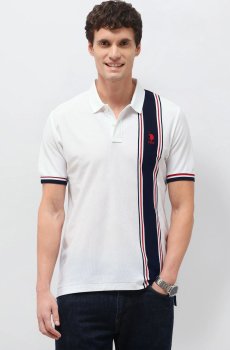 U.S. Polo Assn. Men Brand Logo Colourblocked Polo Collar Slim Fit T-shirt