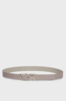 Женский серый кожаный ремень TH MONOGRAM Серый 85 Tommy Hilfiger AW0AW15763