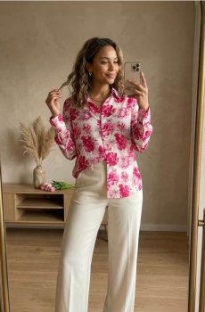 Віскозна сорочка з квітковим принтом - різнобарвний