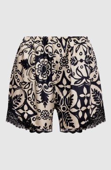 Бежевые шорты из шелка в принт