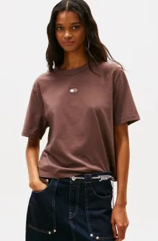 Женская коричневая футболка BXY BADGE Коричневый S Tommy Jeans DW0DW22202