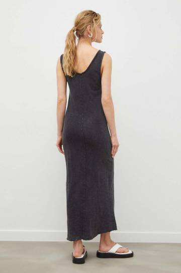 Хлопковое платье American Vintage цвет серый maxi расклешённая Хлопковое платье American Vintage цвет серый maxi расклешённая