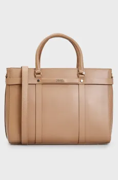 Женская бежевая кожаная сумка TH HERITAGE LEATHER SATCHEL Бежевый ONESIZE Tommy Hilfiger AW0AW16315