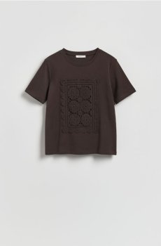 Reserved - Футболка з вишивкою - темно коричневий - 293HT-89X