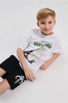 Бавовняна двочастинна піжама з принтом The Mandalorian - білий