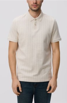 Reserved - Сорочка поло regular fit із текстурованого трикотажу - бежевий - 607EF-08X