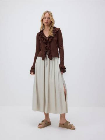 Reserved - LADIES` SKIRT - нюдовий - YS115-02X Reserved - LADIES` SKIRT - нюдовий - YS115-02X