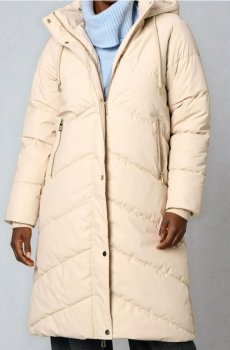 Стьобане пальто з капюшоном - нюдовий