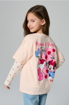 Бавовняна футболка з принтом Minnie Mouse - пастельний рожевий