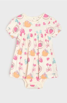 Боді-сукня з принтом фруктів - кремовий