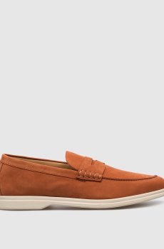 Оранжевые замшевые лоферы