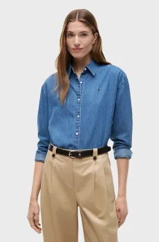 Женская синяя джинсовая рубашка LIGHT Синий M Tommy Hilfiger WW0WW50528