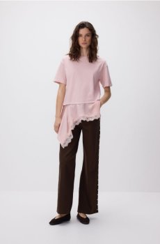 Reserved - Ассиметричная футболка - пастельний рожевий - 435KL-03X
