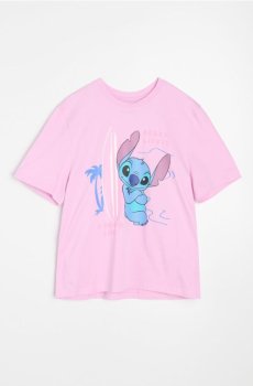 Бавовняна футболка з літнім принтом Stitch - Фіолетовий