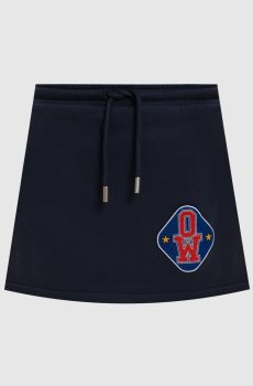 Синяя мини-юбка с нашивкой логотипа