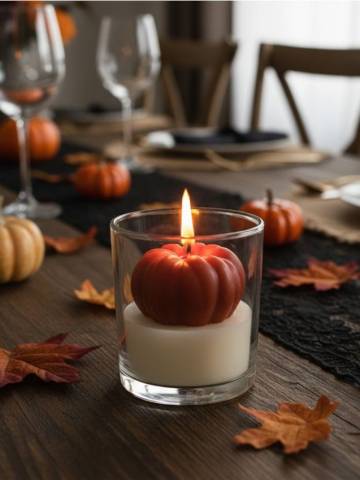 Ароматична свічка в склі Pumpkin Cream Brule - помаранчевий Ароматична свічка в склі Pumpkin Cream Brule - помаранчевий