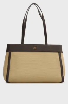 Женская бежевая сумка CK CANVAS MEDIUM TOTE Бежевый ONESIZE Calvin Klein LV04F3503G