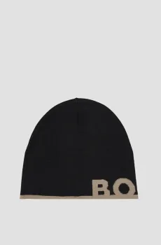 Мужская черная шерстяная шапка Черный ONESIZE BOSS 50499413;001