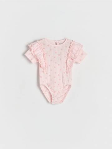 Reserved - Боді з бавовни з рюшами - пастельний рожевий - 4445S-03X Reserved - Боді з бавовни з рюшами - пастельний рожевий - 4445S-03X