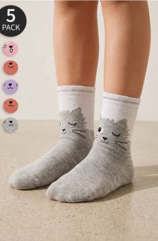 Шкарпетки з мотивом котів 5 pack - різнобарвний