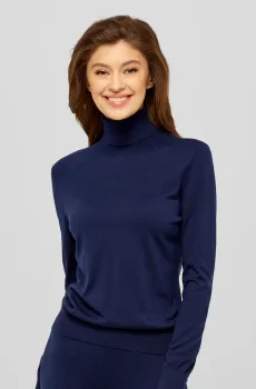 Женский темно-синий шелковый гольф Синий 38 MARC&ANDRE W21-00SC218