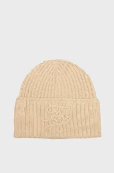 Женская бежевая шерстяная шапка ELEVATED Бежевый ONESIZE Tommy Hilfiger AW0AW17777