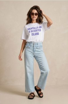 Джинси straight wide leg із середньою посадкою - синій