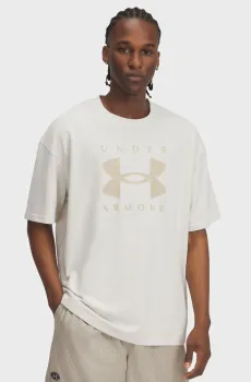 Мужская бежевая футболка UA M HW OS Branded SS Бежевый S Under Armour 1389146-110